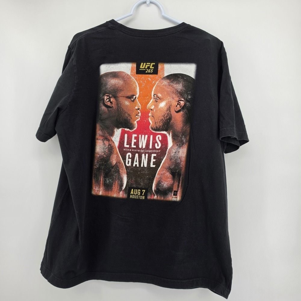 Official UFC 265 Lewis vs Gane T-Shirt Mens XL Black Double Sided MMA Event Tee